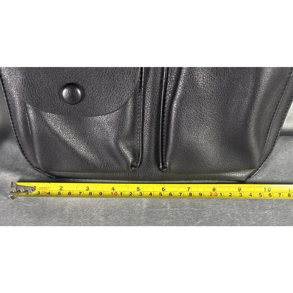 ANTHROPOLOGIE Vegan Black Leather Double Crossbody Bag